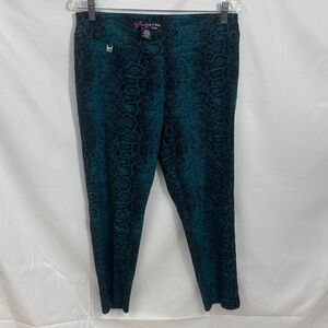 Peck & Peck Teal and Black Snake Print Pants
